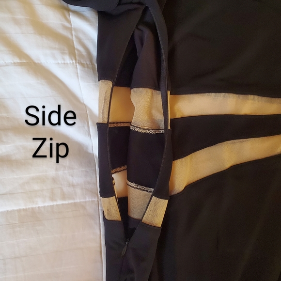 Peekaboo Dress! ABS Allen Schwartz Illusion Inset Maxi Long Black peek a boo - Picture 8 of 16